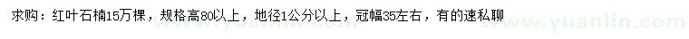 求購地徑1公分以上紅葉石楠
