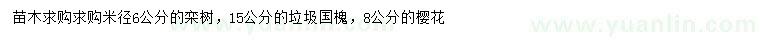 求購欒樹、垃圾國槐、櫻花