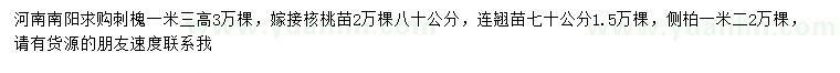 求購(gòu)刺槐、嫁接核桃苗、連翹