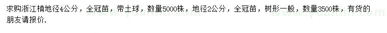求購地徑2、4公分浙江楠