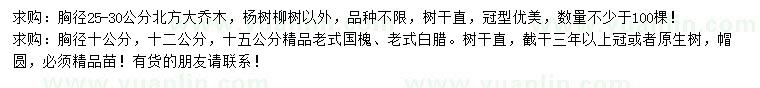 求購胸徑10、12、15公分大國槐、老白臘