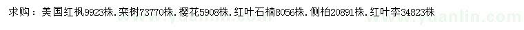 求購(gòu)美國(guó)紅楓、欒樹、櫻花等