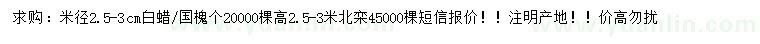 求購(gòu)白蠟、國(guó)槐、北欒