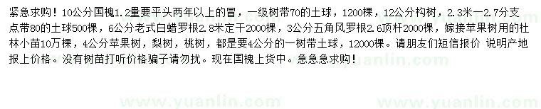 求購(gòu)國(guó)槐、構(gòu)樹(shù)、老式白蠟等