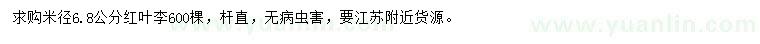 求購米徑6.8公分紅葉李