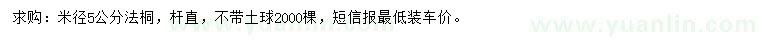 求購米徑5公分法桐