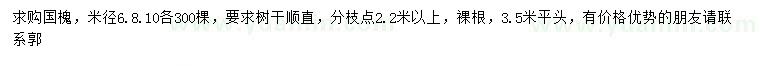 求購(gòu)米徑6、8、10公分國(guó)槐