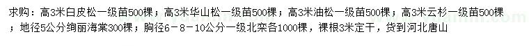 求購(gòu)白皮松、華山松、油松等