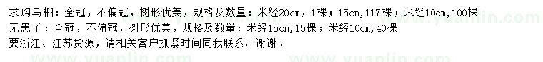 求購(gòu)米徑10、15、20公分烏桕、米徑10、15公分無患子