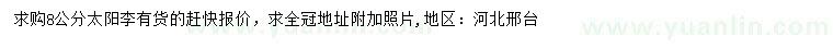 求購(gòu)8公分太陽(yáng)李