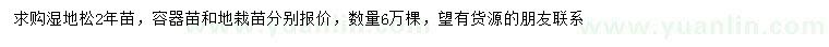 求購2年苗濕地松