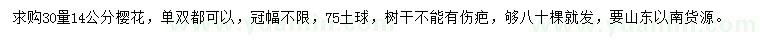 求購(gòu)30量14公分櫻花