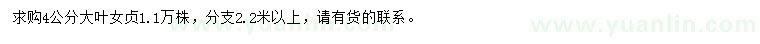 求購4公分大葉女貞