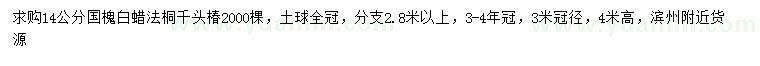 求購國槐、白蠟、法桐等