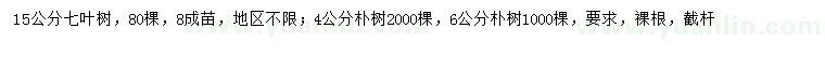 求購(gòu)15公分七葉樹(shù)、4、6公分樸樹(shù)