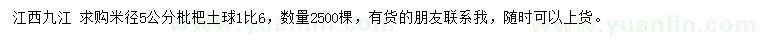 求購米徑5公分枇杷