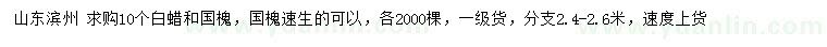 求購(gòu)10公分白蠟、國(guó)槐