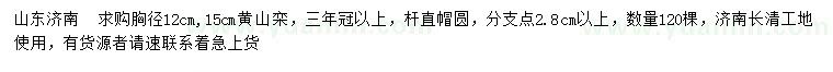 求購胸徑12、15公分黃山欒