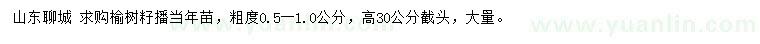 求購粗0.5-1.0公分榆樹籽播苗