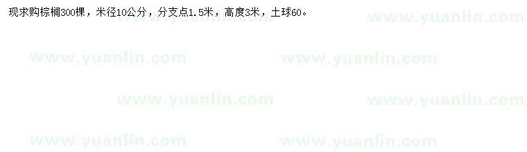 求購(gòu)米徑10公分棕櫚