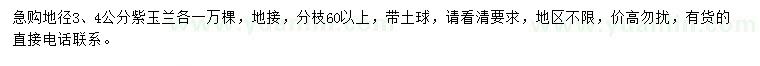 求購地徑3、4公分紫玉蘭