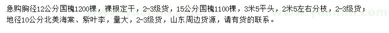 求購國槐、北美海棠、紫葉李