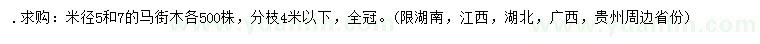 求購(gòu)米徑5、7公分馬街木