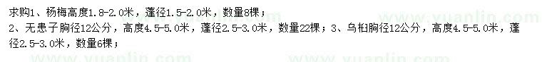 求購楊梅、無患子、烏桕