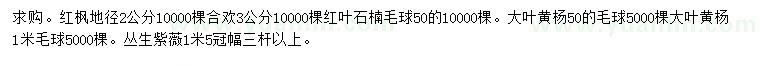 求購紅楓、合歡、紅葉石楠毛球等