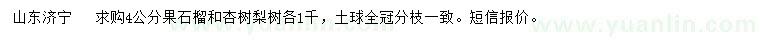 求購(gòu)果石榴、杏樹、梨樹