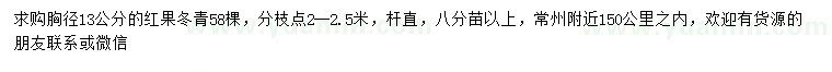 求購胸徑13公分紅果冬青