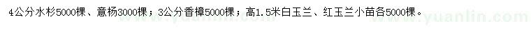 求購(gòu)水杉、意楊、香樟等