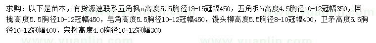 求購五角楓、國槐、皂角等