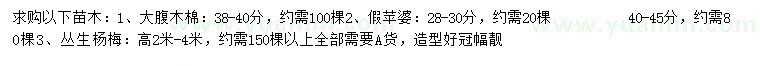 求購大腹木棉、假蘋婆、叢生楊梅