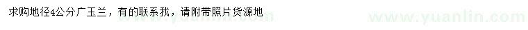求購地徑4公分廣玉蘭