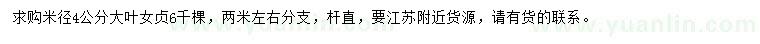 求購米徑4公分大葉女貞