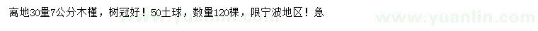 求購(gòu)30量7公分木槿