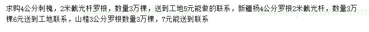 求購刺槐、新疆楊、山楂