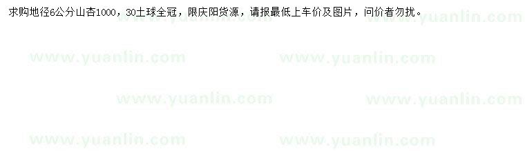 求購地徑6公分山杏