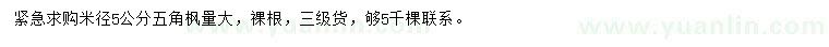 求購米徑5公分五角楓