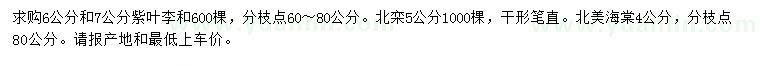 求購紫葉李、北欒、北美海棠