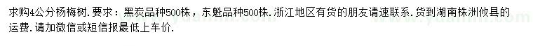 求購4公分楊梅樹
