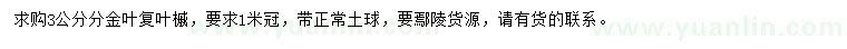 求購3公分分金葉復(fù)葉槭