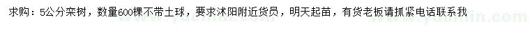 求購5公分欒樹