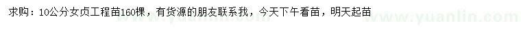 求購10公分女貞
