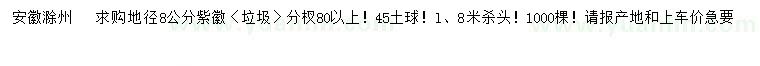 求購(gòu)地徑8公分紫徽