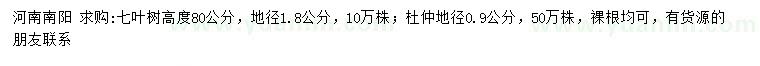 求購地徑1.8公分七葉樹、地徑0.9公分杜仲