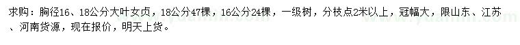 求購胸徑16、18公分大葉女貞