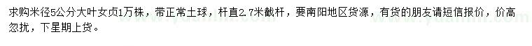 求購米徑5公分大葉女貞