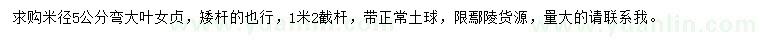 求購(gòu)米徑5公分彎大葉女貞